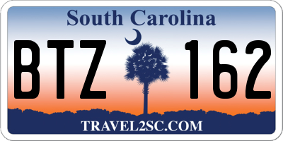 SC license plate BTZ162