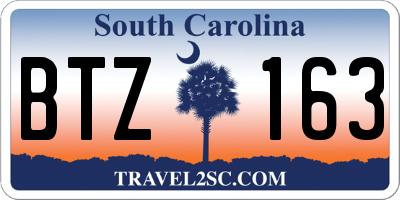 SC license plate BTZ163