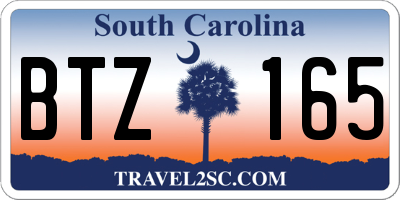 SC license plate BTZ165