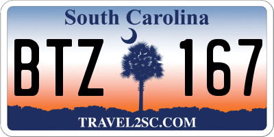 SC license plate BTZ167