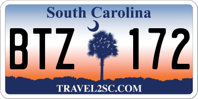 SC license plate BTZ172