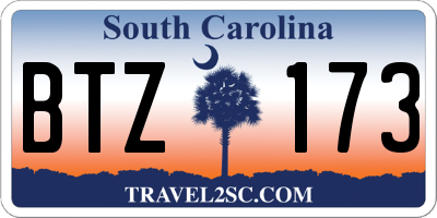 SC license plate BTZ173