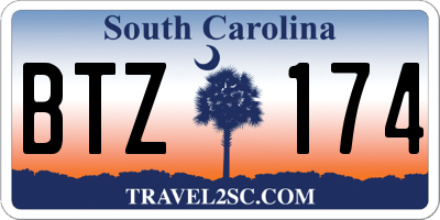 SC license plate BTZ174