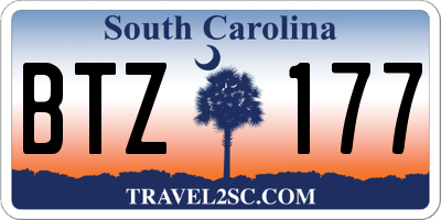SC license plate BTZ177