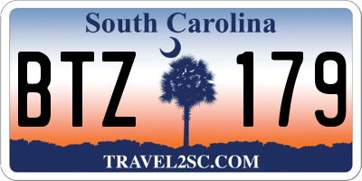 SC license plate BTZ179