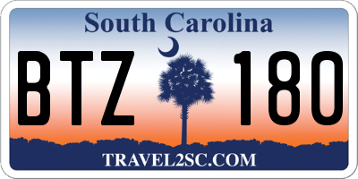 SC license plate BTZ180