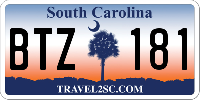 SC license plate BTZ181