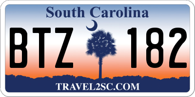 SC license plate BTZ182