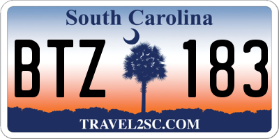 SC license plate BTZ183