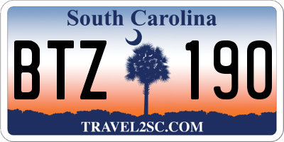 SC license plate BTZ190