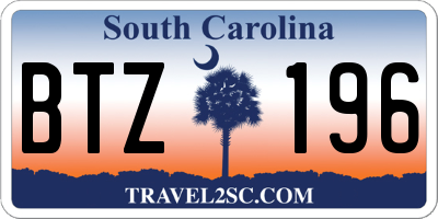 SC license plate BTZ196