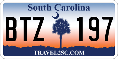 SC license plate BTZ197