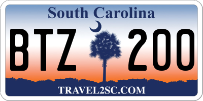 SC license plate BTZ200
