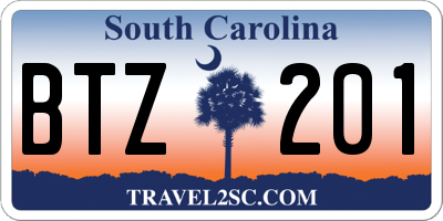 SC license plate BTZ201