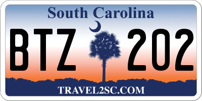 SC license plate BTZ202