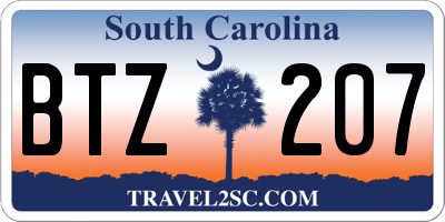 SC license plate BTZ207
