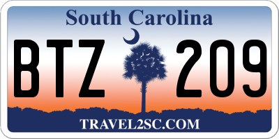 SC license plate BTZ209