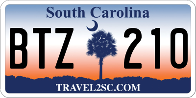 SC license plate BTZ210