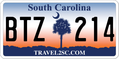 SC license plate BTZ214