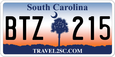 SC license plate BTZ215