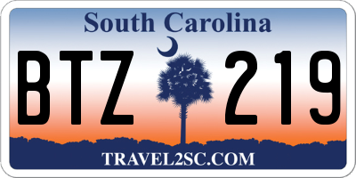 SC license plate BTZ219