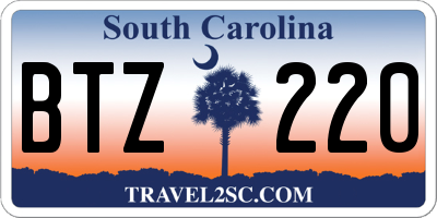 SC license plate BTZ220