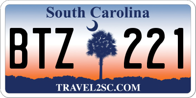 SC license plate BTZ221