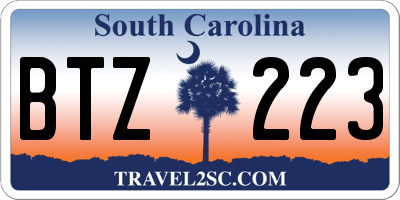 SC license plate BTZ223