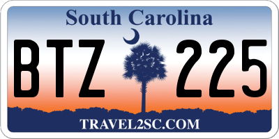SC license plate BTZ225