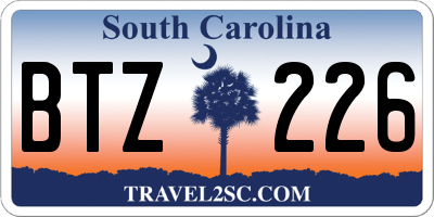 SC license plate BTZ226