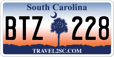 SC license plate BTZ228