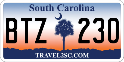 SC license plate BTZ230