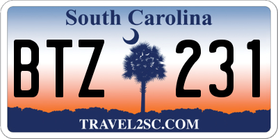 SC license plate BTZ231