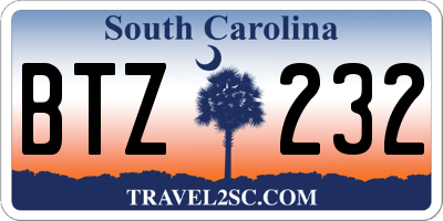 SC license plate BTZ232