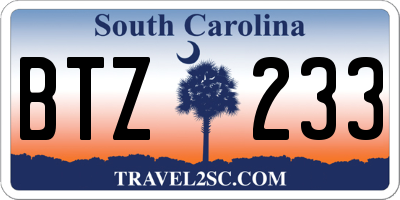 SC license plate BTZ233