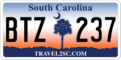 SC license plate BTZ237