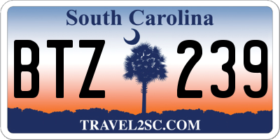 SC license plate BTZ239