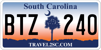 SC license plate BTZ240