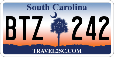 SC license plate BTZ242