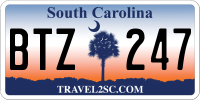 SC license plate BTZ247