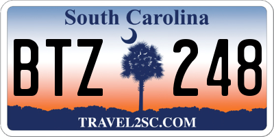 SC license plate BTZ248