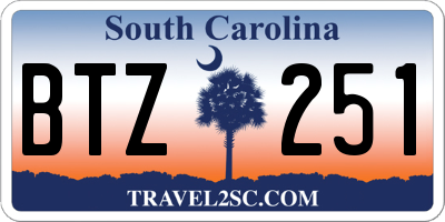 SC license plate BTZ251