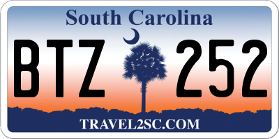 SC license plate BTZ252
