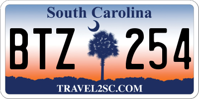 SC license plate BTZ254