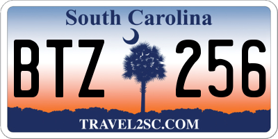 SC license plate BTZ256