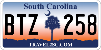 SC license plate BTZ258