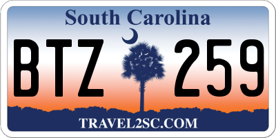 SC license plate BTZ259