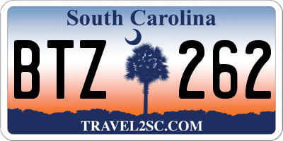 SC license plate BTZ262