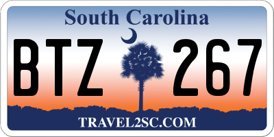 SC license plate BTZ267