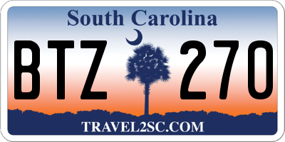 SC license plate BTZ270